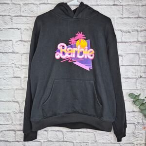 Barbie Malibu Beach Graphic Hoodie L Black Neon Retro Pullover Sweatshirt fall